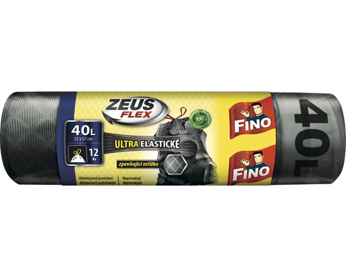 Vrecia na odpad Fino Zeus Flex zaťahovacie 40 l 12 ks čierne Rolka vriec na odpad Zeus Flex, 40 litrov, 12 kusov