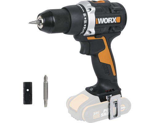 Aku vŕtačka WORX Nitro 20V 60Nm WX102.9, bezkefkový motor, bez aku a nabíjačky Akumulátorový skrutkovač s akumulátorom, bitom a držiakom bitov