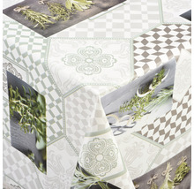 Obrus s motívom bylín a rôznymi vzormi