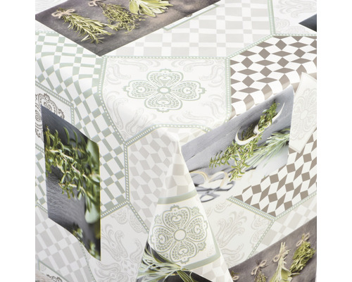 Obrus Kräuterbouquet šírka 140 cm (metráž) Obrus s motívom bylín a rôznymi vzormi