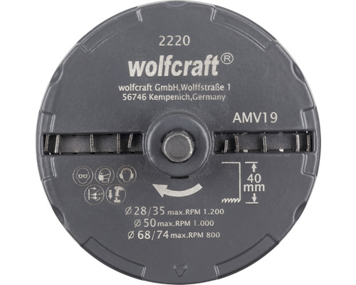 Sada vykružovákov Wolfcraft Ø 28-74 mm, sada 5 dielov