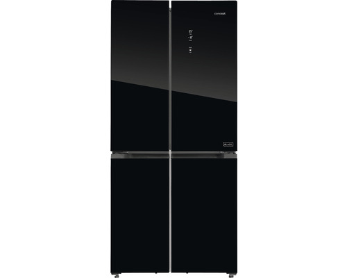 Čierna štvor-dverová chladnička s logom Concept