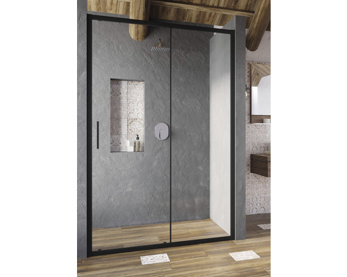 Sprchové dvere do niky Sprchové dvere pre sprchovú zástenu RAVAK Blix Slim 100 cm farba rámu čierna dekor skla číre sklo X0PMA0300Z1