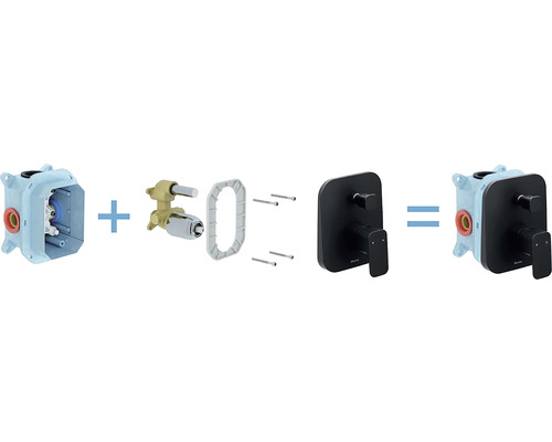 Komponenty súpravy podomietkovej termostatickej batérie
