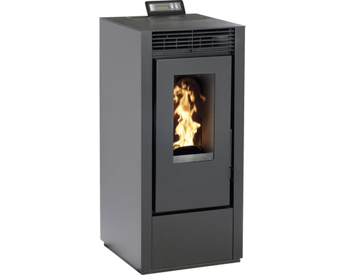 Peletové kachle Interstoves Marina 14 čierne 12,1 kW s teplovzdušným rozvodom Peletové kachle s plameňmi