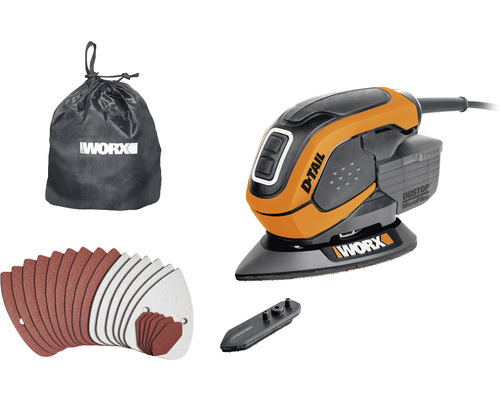 Akumulátorová multifunkčná brúska Worx s príslušenstvom a prachovým vreckom
