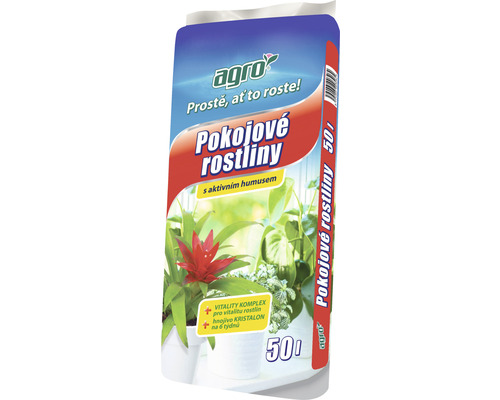 Substrát na izbové rastliny Agro s aktívnym humusom 50 l Agro substrát pre izbové rastliny 50 litrov