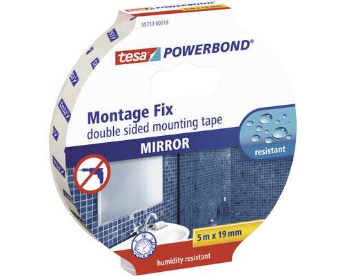 Obojstranná lepiaca penová páska tesa na zrkadlo 19 mm x 5 m Tesa Powerbond Montage Fix obojstranná montážna páska na zrkadlá