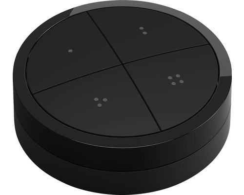 Čierny inteligentný domáci spínač so štyrmi tlačidlami