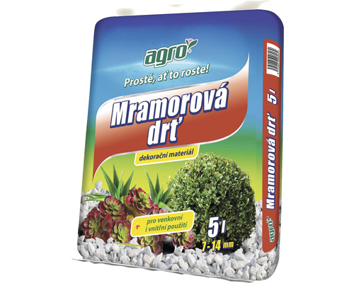 Kamenná drť mramorová Agro 7-14 mm biela balenie 5 l