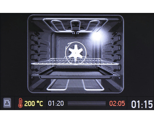 Vnútorný pohľad do rúry s funkciou horúceho vzduchu, vrátane roštu a plechu na pečenie