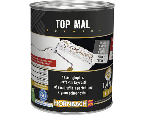 Farba na stenu Hornbach Top Mal bez konzervantov biela 1,4 kg