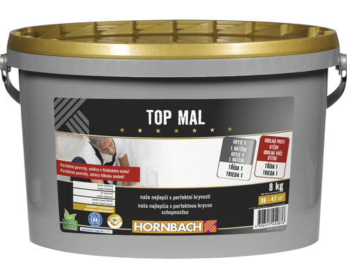 Farba na stenu Hornbach Top Mal bez konzervantov biela 8 kg Vedro farby Top Mal s ôsmimi kilogramami obsahu