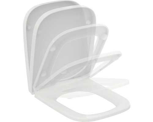 WC sedadlo z plastu s pomalým zatváraním v rôznych polohách otvorenia