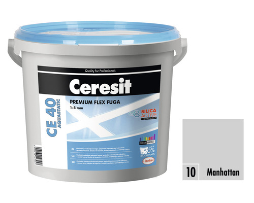 Škárovacia hmota CERESIT CE 40 Aquastatic 5 kg 10 manhattan Ceresit CE 40 Aquastatic Premium Flex škárovacia hmota 1-8 mm vo vedre