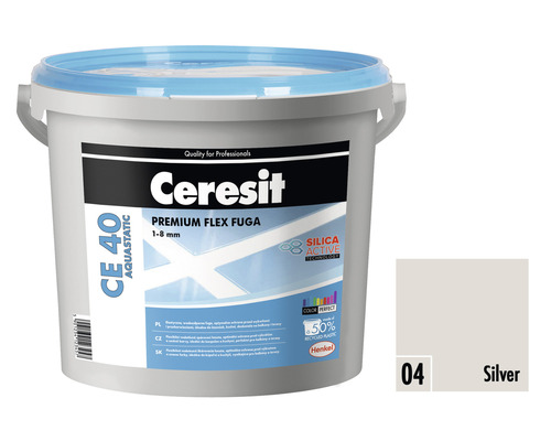 Škárovacia hmota CERESIT CE 40 Aquastatic 5 kg 04 silver Ceresit CE 40 Aquastatic Premium Flex škárovacia hmota 1-8 mm vo vedre