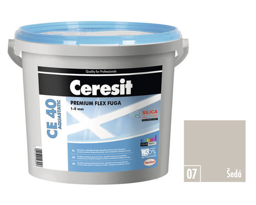 Škárovacia hmota CERESIT CE 40 Aquastatic 5 kg 07 sivá Vedro Ceresit CE 40 Aquastatic Premium Flex škárovacia hmota 1-8 mm