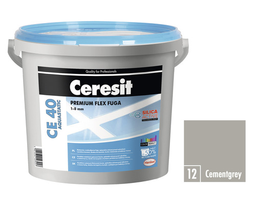 Škárovacia hmota CERESIT CE 40 Aquastatic 5 kg 12 cementgrey Vedro Ceresit CE 40 Aquastatic Premium Flex škárovacia hmota 1-8 mm Cementovo sivá