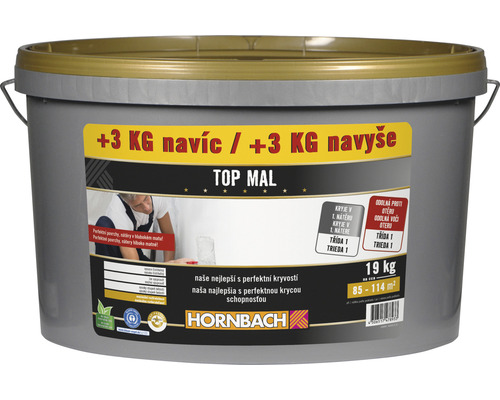 Farba na stenu Hornbach Top Mal bez konzervantov biela 16+3 kg