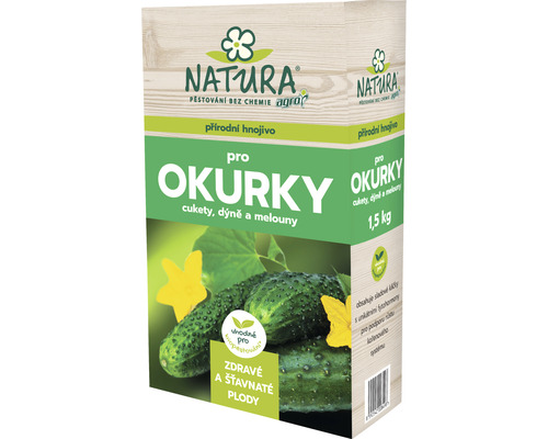 Hnojivo Natura pre uhorky, cukety, tekvice a melóny v balení s hmotnosťou 1,5 kilogramu.