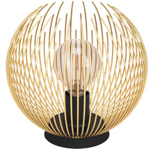 Dekoratívna stolná lampa so svetelným zdrojom v guľovom kovovom ráme