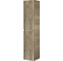 Vysoká skriňa s dvomi dvierkami a drevenou štruktúrou