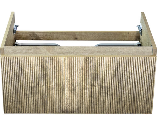 Kúpeľňová skrinka pod umývadlo Sanox Frozen francúzsky dub 80 x 40 x 45 cm Skrinka pod umývadlo z dreva s ryhovanou prednou stranou