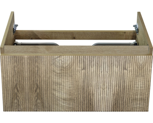 Kúpeľňová skrinka pod umývadlo Sanox Frozen harbor oak 80 x 40 x 45 cm Skrinka pod umývadlo z dreva s ryhovanou prednou stranou