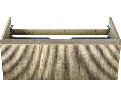 Skrinka pod umývadlo s drevenou štruktúrou