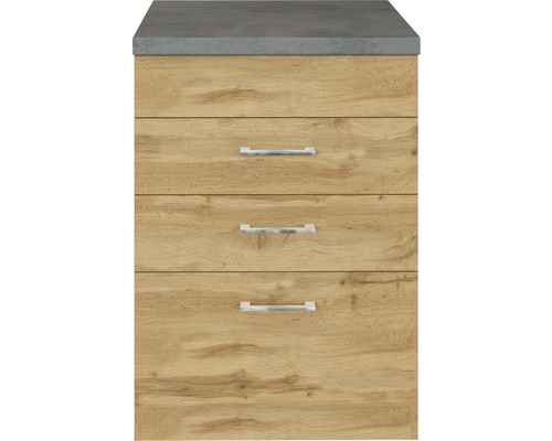 Spodná skrinka s tromi zásuvkami a sivým krytom