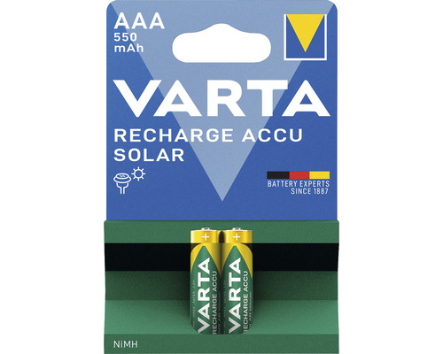 Varta Recharge Accu Solar AAA batérie, 550 mAh, balenie po 2 kusoch