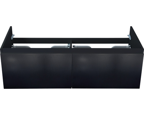 Kúpeľňová skrinka pod umývadlo Sanox Frozen 3D čierna matná 120 x 40 x 45 cm Skrinka pod umývadlo s vrúbkovanou prednou stranou