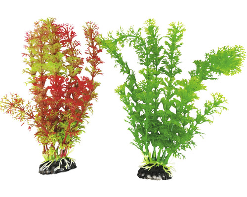 Dve umelé akvarijné rastliny