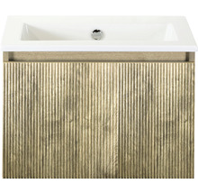 Skrinka pod umývadlo s umývadlom a ryhovanou drevenou prednou stranou