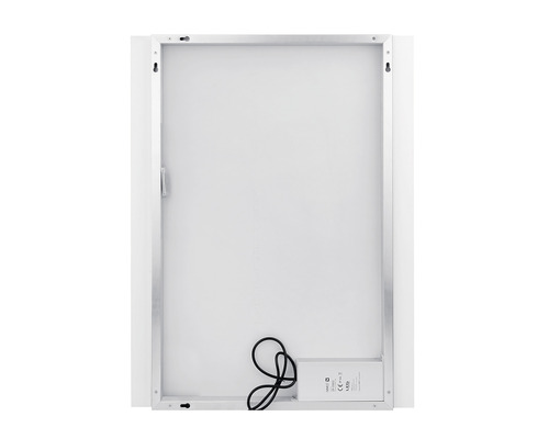 Zadná strana LED svietidla s rámom na montáž na stenu a napájacím káblom