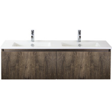 Skrinka pod umývadlo s dvoma umývadlami a dvoma kohútikmi