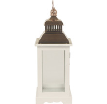 Dekoratívna lampa so sklenenými výplňami a kovovou hornou časťou