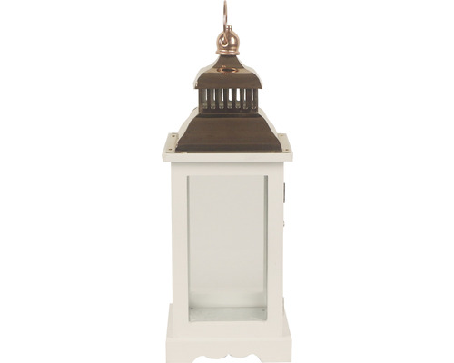 Dekoratívna lampa so sklenenými výplňami a kovovou hornou časťou