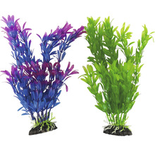 Dve umelé akvarijné rastliny s kamenným podstavcom