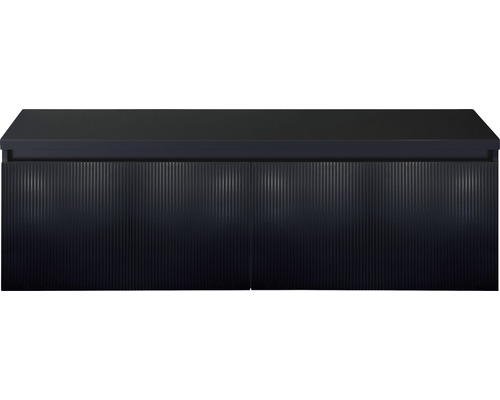 Kúpeľňová skrinka pod umývadlo Sanox Frozen 3D čierna matná 140 x 43 x 45 cm Skrinka pod umývadlo s vrúbkovaným povrchom