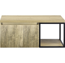 Konferenčný stolík s drevenou doskou a kovovým rámom