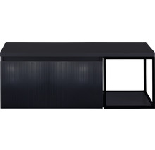 Čierna skrinka pod umývadlo s drážkovanou štruktúrou a otvorenou policou