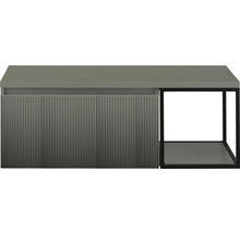 Sivá skrinka pod umývadlo s vrúbkovanou prednou stranou a otvorenou policou