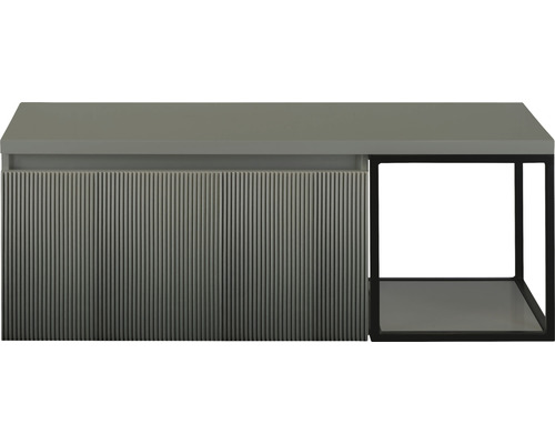 Kúpeľňová skrinka pod umývadlo Sanox Frozen 3D petrolej 120 x 43 x 45 cm Sivá skrinka pod umývadlo s vrúbkovanou prednou stranou a otvorenou policou