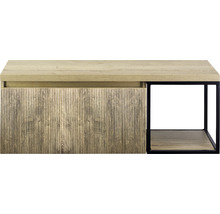 Moderný drevený konferenčný stolík s úložným priestorom a kovovým rámom