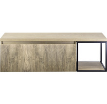 Svetlá skrinka so zásuvkou a čiernym kovovým rámom