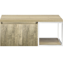 Nábytok s dreveným povrchom a kovovým rámom