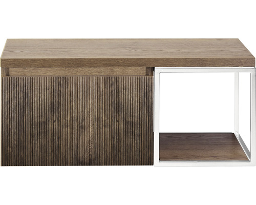 Kúpeľňová skrinka pod umývadlo Sanox Frozen 3D charleston 100 x 43 x 45 cm Konferenčný stolík s drevenou doskou, drevenou štruktúrou a kovovým rámom