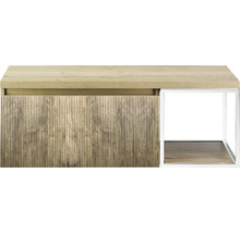 Drevený príručný stolík s kovovým rámom