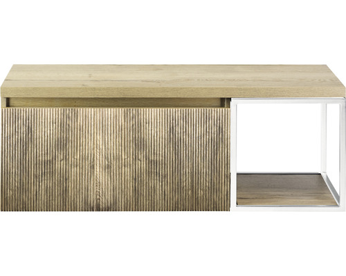 Kúpeľňová skrinka pod umývadlo Sanox Frozen 3D francúzsky dub 120 x 43 x 45 cm Drevený príručný stolík s kovovým rámom